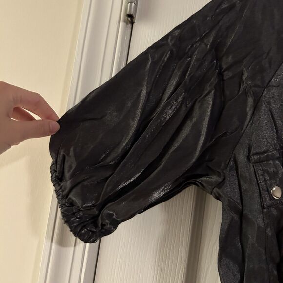 Anthropologie Samant Chauhan Utility Shirt Dress XXS Metallic Slate Maxi Pocket - Picture 9 of 14